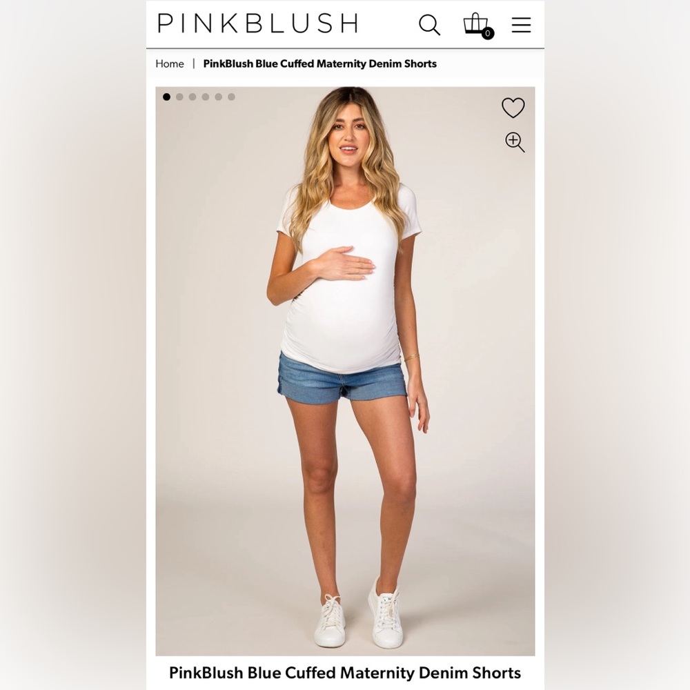 Pinkblush Maternity • Elastic Belly Band Cuffed Denim Shorts • Size 27